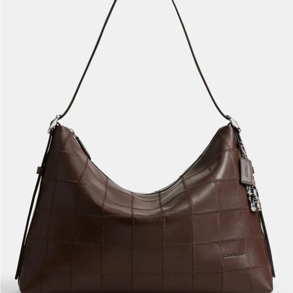 Alter/Ego Large Slouchy Shoulder Bag Checkerboard Upcrafted Leather Maple brown